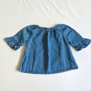 old navy bell sleeve chambray denim blouse 6-12 months baby girl